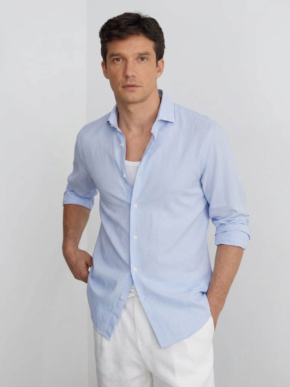Saks Fifth Avenue Light Blue Casual Button-Down Shirt